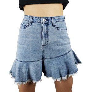 Asymmetrical Light Denim Skirt
